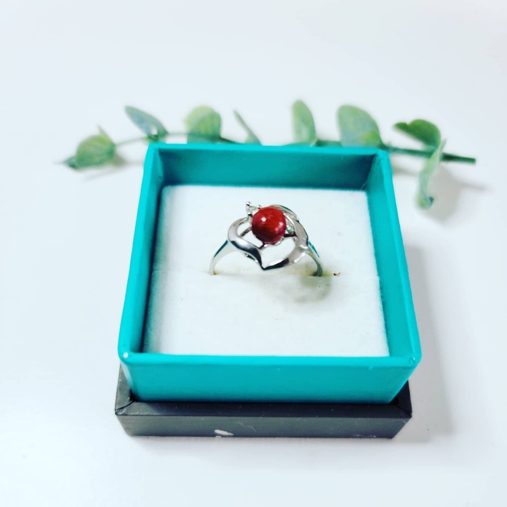 Beautiful flower ring with  Coral/ size 10